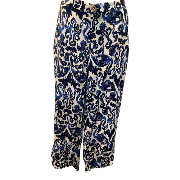 LILLY PULITZER “FLAMINGO” BLUE BEACH BATHERS CROPPED PANTS 12 - Picture 1 of 10